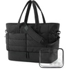BAGSMART Large Travel Duffel Bag with Shoe Compartment, Puffer Carry-On Gym Weekender Bag for Women, Camel(Charcoal)