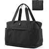 BAGSMART Personal Item Travel Bag For Spirit Airlines, 23L Lightweight Gym Bag for Women Foldable Duffle Bag Weekender Overnight Bag for Travel, Gym(Black)