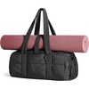 BAGSMART Reiki Gym Bag for Women Puffy Yoga Mat Travel Weekender Duffle Bag(Jet Black)