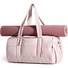 BAGSMART Reiki Gym Bag for Women Puffy Yoga Mat Travel Weekender Duffle Bag(Pink)