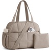 BAGSMART Small Gym Bag for Women, 2 Set Travel Duffel Bags, Black(Camel)