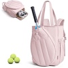 BAGSMART Tennis Gym Bag for Women, Quilted Pickleball 15.6″ Laptop Backpack(Baby Pink)
