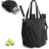 BAGSMART Tennis Gym Bag for Women, Quilted Pickleball 15.6″ Laptop Backpack(Black)