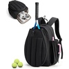 BAGSMART Tennis Gym Bag for Women, Quilted Pickleball 15.6″ Laptop Backpack(Jet Black)
