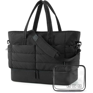 BAGSMART 48L Puffer Carry On Duffel Bag Travel Weekender Gym Bag for Women(Charcoal)