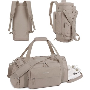 BAGSMART 4-IN-1 Gym Bag for Women Men, TSA Duffle Bag for Travel(C-Light tan)