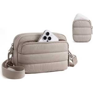 BAGSMART Crossbody Bags for Women, Mini Travel Purses Puffy Hobo Handbag(02-latte Brown)