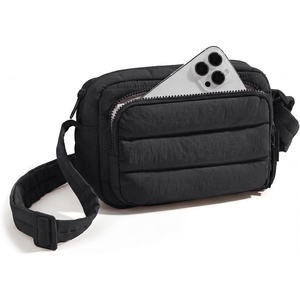 BAGSMART Crossbody Bags for Women, Puffer Crossbody Purses for Women with RFID Blocking Slots, Handbags Wallet Small Purse(Black)