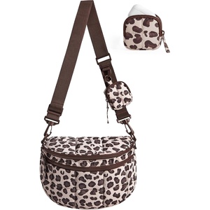 BAGSMART Crossbody Bags for Women, Puffer Cute Bum Bag with Pouch(Leopard)