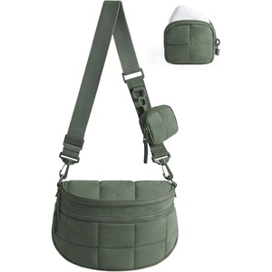 BAGSMART Crossbody Bags for Women, Puffer Cute Bum Bag with Pouch(Sage)