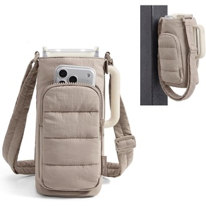 BAGSMART Magnetic 40oz Water Bottle Holder with Strap, Crossbody Purse Gym Accessories for Women(Camel)