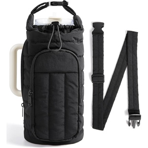 BAGSMART Magnetic 40oz Water Bottle Holder with Strap, Crossbody Purse Gym Accessories for Women(Charcoal)