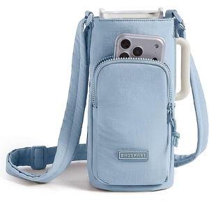 BAGSMART Magnetic 40oz Water Bottle Holder with Strap, Crossbody Purse Gym Accessories for Women(French Blue)