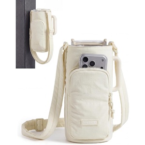 BAGSMART Magnetic 40oz Water Bottle Holder with Strap, Crossbody Purse Gym Accessories for Women(Ivory)
