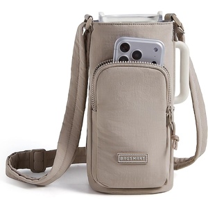 BAGSMART Magnetic 40oz Water Bottle Holder with Strap, Crossbody Purse Gym Accessories for Women(Khaki)