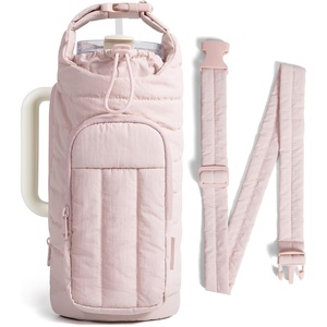 BAGSMART Magnetic 40oz Water Bottle Holder with Strap, Crossbody Purse Gym Accessories for Women(Light Pink)