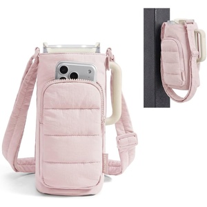BAGSMART Magnetic 40oz Water Bottle Holder with Strap, Crossbody Purse Gym Accessories for Women(Pink)
