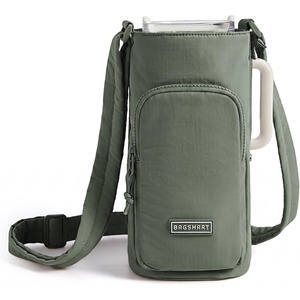 BAGSMART Magnetic 40oz Water Bottle Holder with Strap, Crossbody Purse Gym Accessories for Women(Sage)