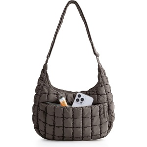 BAGSMART Quilted Crossbody Bags for Women, Travel Purses Hobo Shoulder Bag(Charcoal Gray)