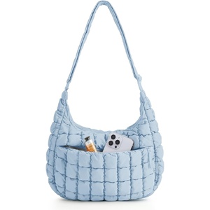 BAGSMART Quilted Crossbody Bags for Women, Travel Purses Hobo Shoulder Bag(Clear Blue)