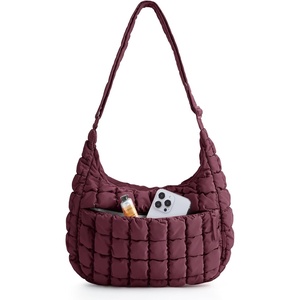 BAGSMART Quilted Crossbody Bags for Women, Travel Purses Hobo Shoulder Bag(Deep Cherry Red)