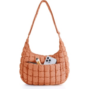 BAGSMART Quilted Crossbody Bags for Women, Travel Purses Hobo Shoulder Bag(Dusty Rose)
