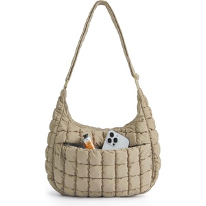 BAGSMART Quilted Crossbody Bags for Women, Travel Purses Hobo Shoulder Bag(Latte Brown)