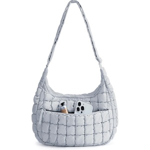 BAGSMART Quilted Crossbody Bags for Women, Travel Purses Hobo Shoulder Bag(Moonlight Gray)