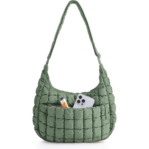 BAGSMART Quilted Crossbody Bags for Women, Travel Purses Hobo Shoulder Bag(Smoke Green)