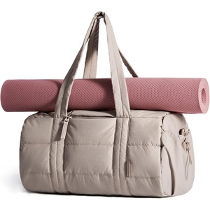 BAGSMART Reiki Gym Bag for Women Puffy Yoga Mat Travel Weekender Duffle Bag(Camel)