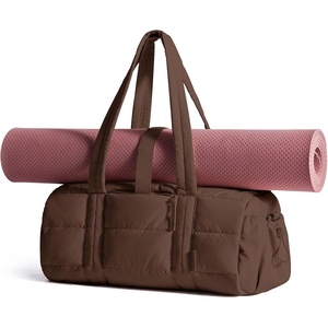 BAGSMART Reiki Gym Bag for Women Puffy Yoga Mat Travel Weekender Duffle Bag(Cocoa Brown)