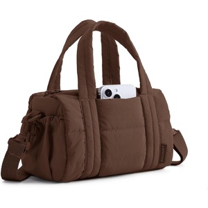 BAGSMART Reiki Gym Bag for Women Puffy Yoga Mat Travel Weekender Duffle Bag(Coffee Brown)