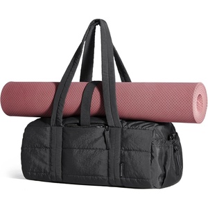 BAGSMART Reiki Gym Bag for Women Puffy Yoga Mat Travel Weekender Duffle Bag(Jet Black)