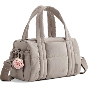 BAGSMART Reiki Gym Bag for Women Puffy Yoga Mat Travel Weekender Duffle Bag(Latte Brown)