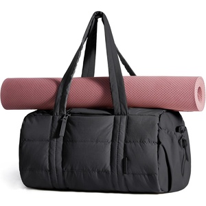 BAGSMART Reiki Gym Bag for Women Puffy Yoga Mat Travel Weekender Duffle Bag(Midnight Black)