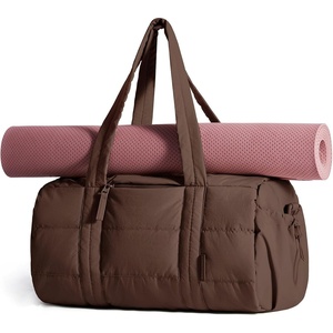 BAGSMART Reiki Gym Bag for Women Puffy Yoga Mat Travel Weekender Duffle Bag(Mocha Brown)