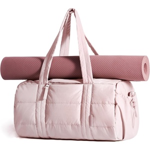 BAGSMART Reiki Gym Bag for Women Puffy Yoga Mat Travel Weekender Duffle Bag(Pink)
