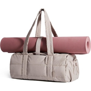 BAGSMART Reiki Gym Bag for Women Puffy Yoga Mat Travel Weekender Duffle Bag(Sand Brown)