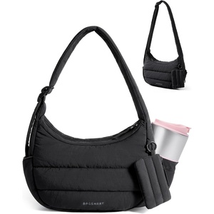 BAGSMART Shoulder Bag for Women Small Puffer Purses Crossbody Bag(Black)