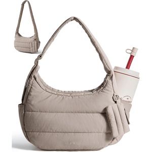 BAGSMART Shoulder Bag for Women Small Puffer Purses Crossbody Bag(Camel)
