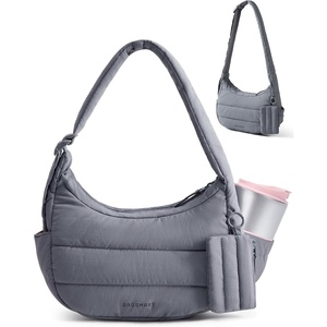 BAGSMART Shoulder Bag for Women Small Puffer Purses Crossbody Bag(Grey)