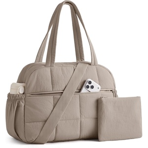 BAGSMART Small Gym Bag for Women, 2 Set Travel Duffel Bags, Black(Camel)