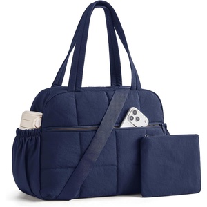 BAGSMART Small Gym Bag for Women, 2 Set Travel Duffel Bags, Black(Navy)