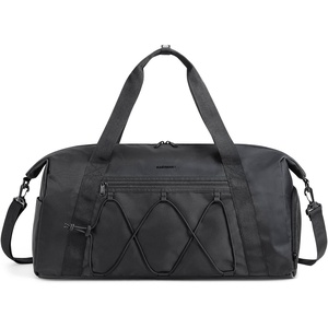 BAGSMART Small Gym Bag with Shoe Compartment & Wet Pocket, Lightweight Sports Travel Duffel, Carry On Weekender Overnight, Water Resistant Sports Gym Tote for Swimming Yoga, Almond Oil(Black)