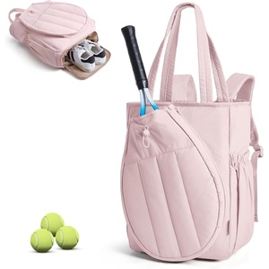 BAGSMART Tennis Gym Bag for Women, Quilted Pickleball 15.6″ Laptop Backpack(Baby Pink)
