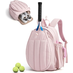 BAGSMART Tennis Gym Bag for Women, Quilted Pickleball 15.6″ Laptop Backpack(Candy Pink)