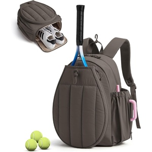 BAGSMART Tennis Gym Bag for Women, Quilted Pickleball 15.6″ Laptop Backpack(Charcoal Gray)