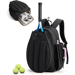 BAGSMART Tennis Gym Bag for Women, Quilted Pickleball 15.6″ Laptop Backpack(Jet Black)