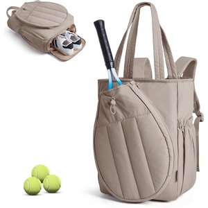 BAGSMART Tennis Gym Bag for Women, Quilted Pickleball 15.6″ Laptop Backpack(Latte Brown)