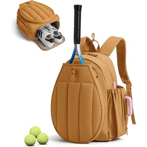 BAGSMART Tennis Gym Bag for Women, Quilted Pickleball 15.6″ Laptop Backpack(Oxidized Gold)